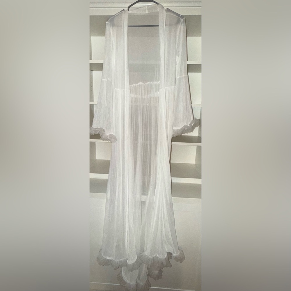 Elegant White Sheer Bridal Robe